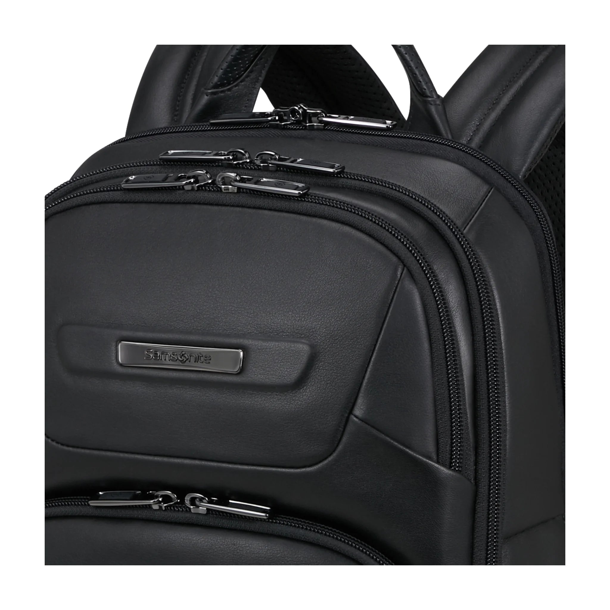 Dettaglio finiture e hardware di Samsonite Pro-Dlx 6 Leather Zaino - Nero
