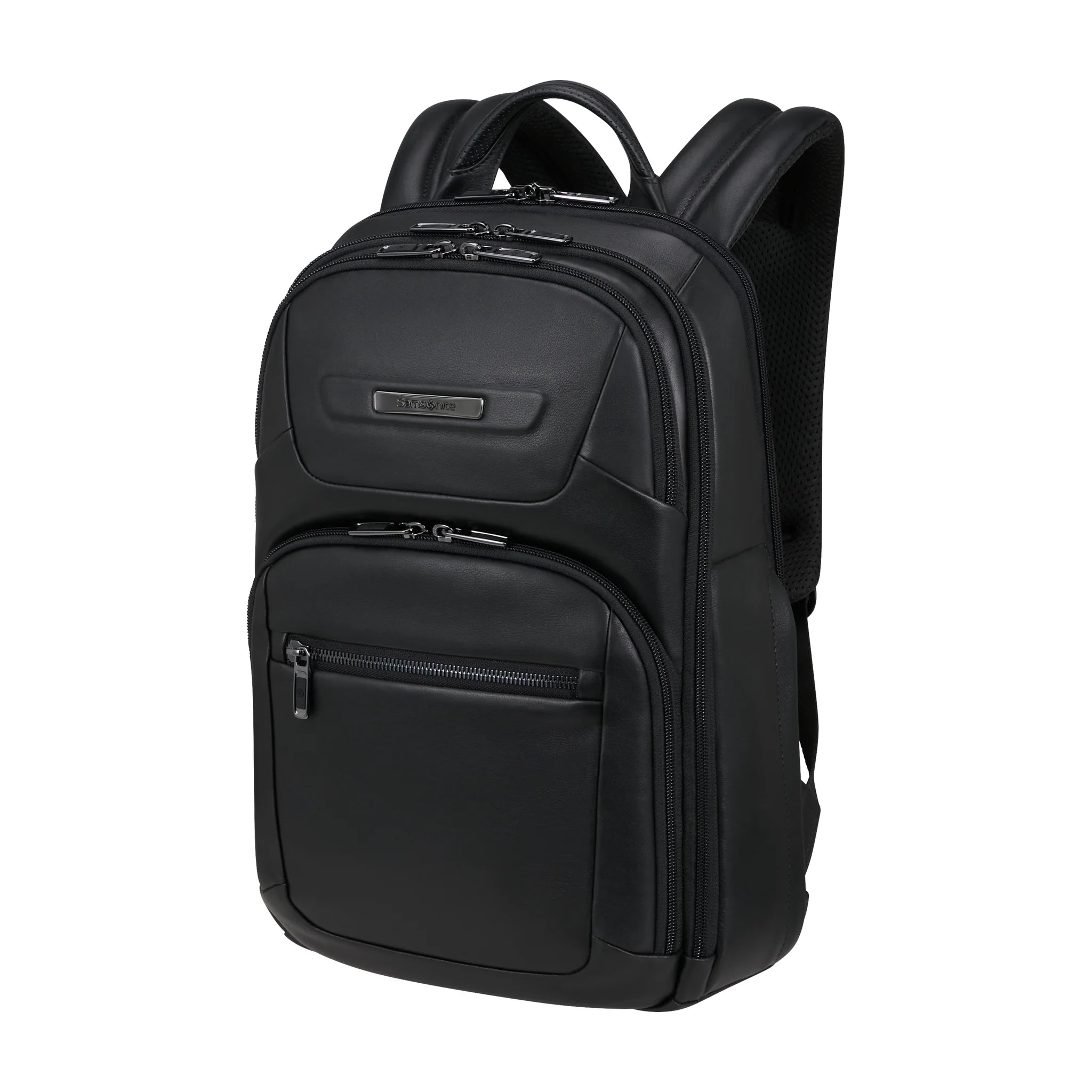 Vista di tre quarti di Samsonite Pro-Dlx 6 Leather Zaino - Nero