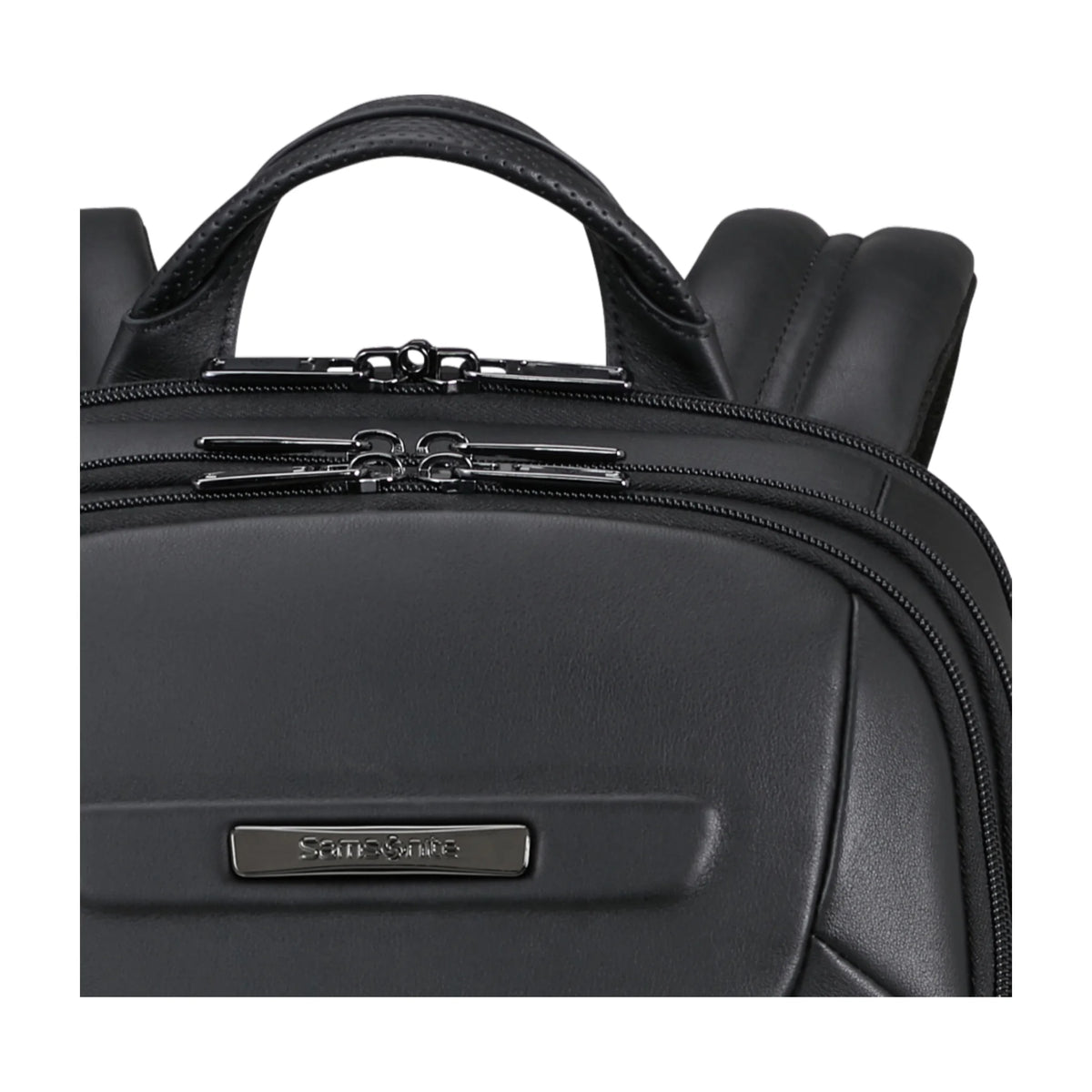 Dettaglio finiture e hardware di Samsonite Pro-Dlx 6 Leather Zaino - Nero
