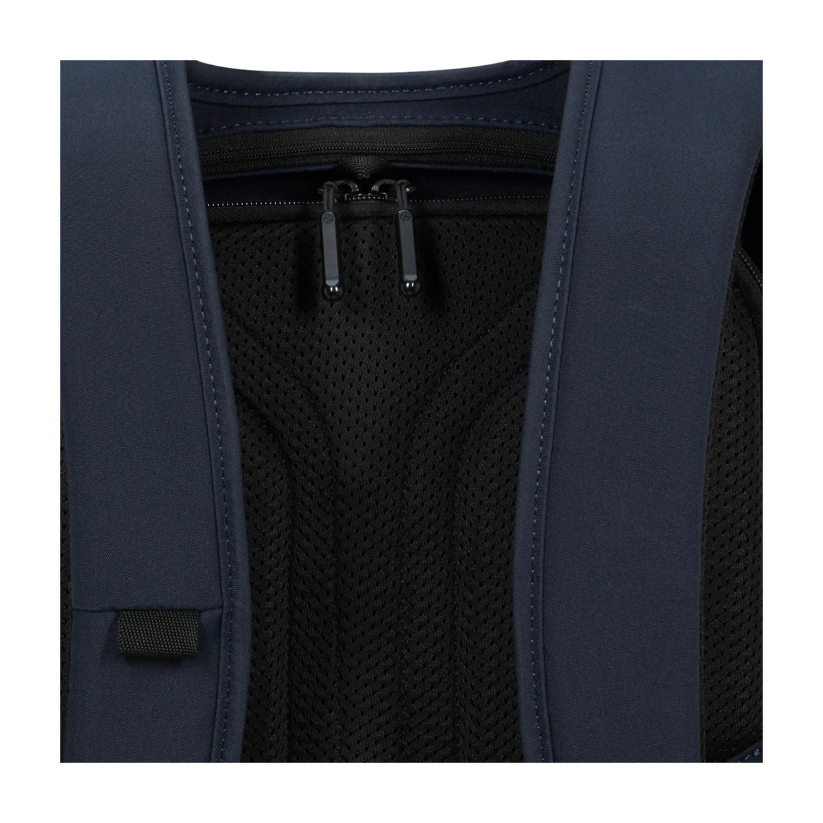 Dettaglio finiture e hardware di Samsonite Securipak 2.0 Zaino - Dark Blue