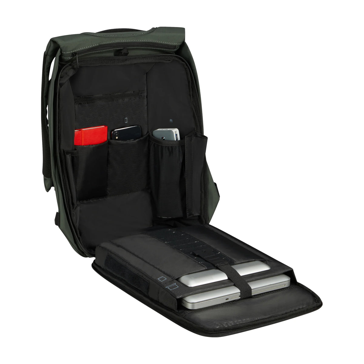 Organizzazione interna e scomparti di Samsonite Securipak 2.0 Zaino - Verde