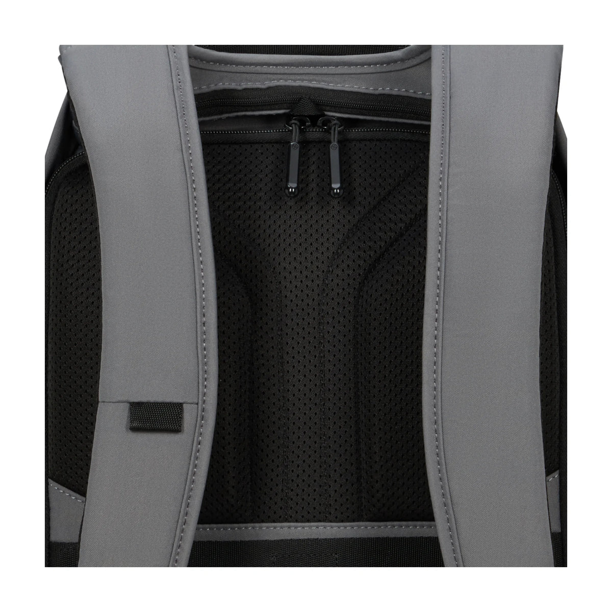 Dettaglio finiture e hardware di Samsonite Securipak 2.0 Zaino - Grigio
