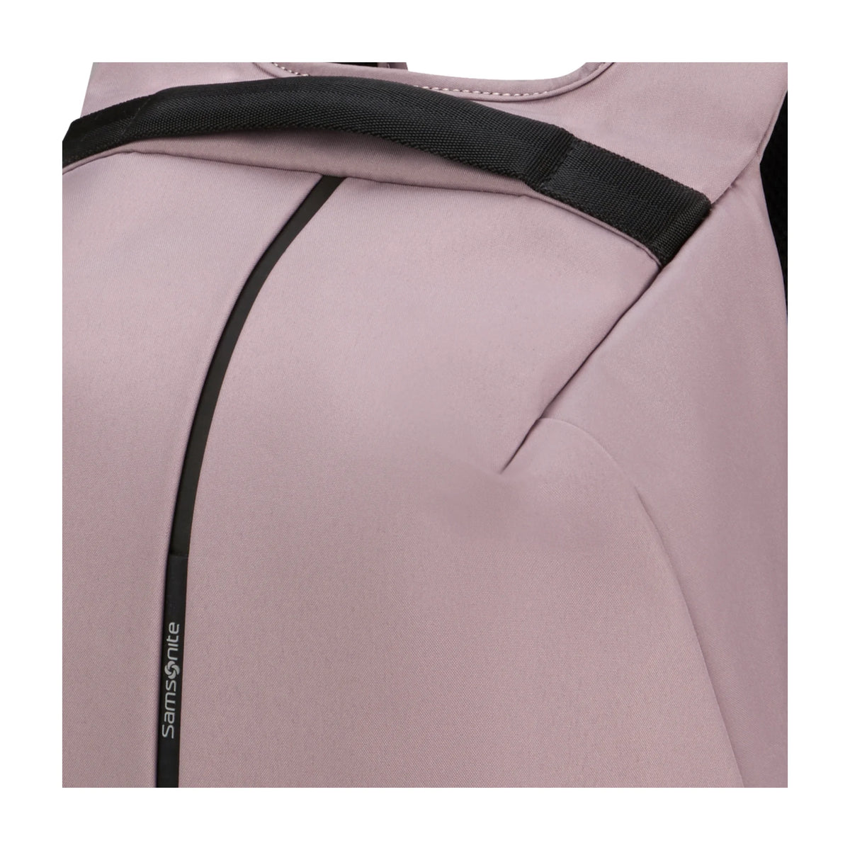 Dettaglio finiture e hardware di Samsonite Securipak 2.0 Zaino - Lilac