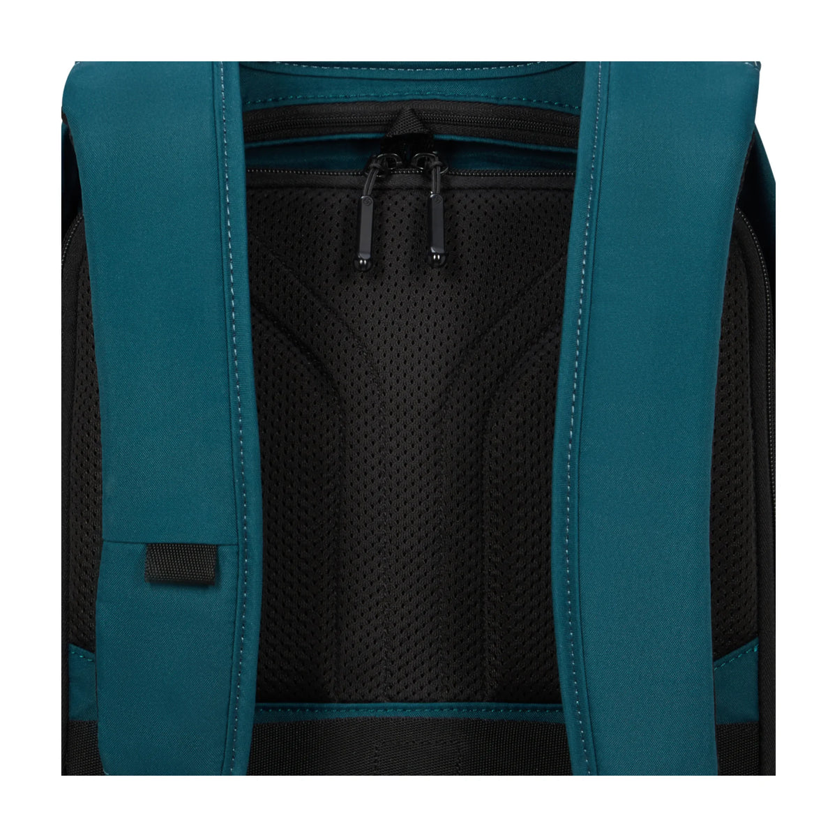 Dettaglio finiture e hardware di Samsonite Securipak 2.0 Zaino - Petrol