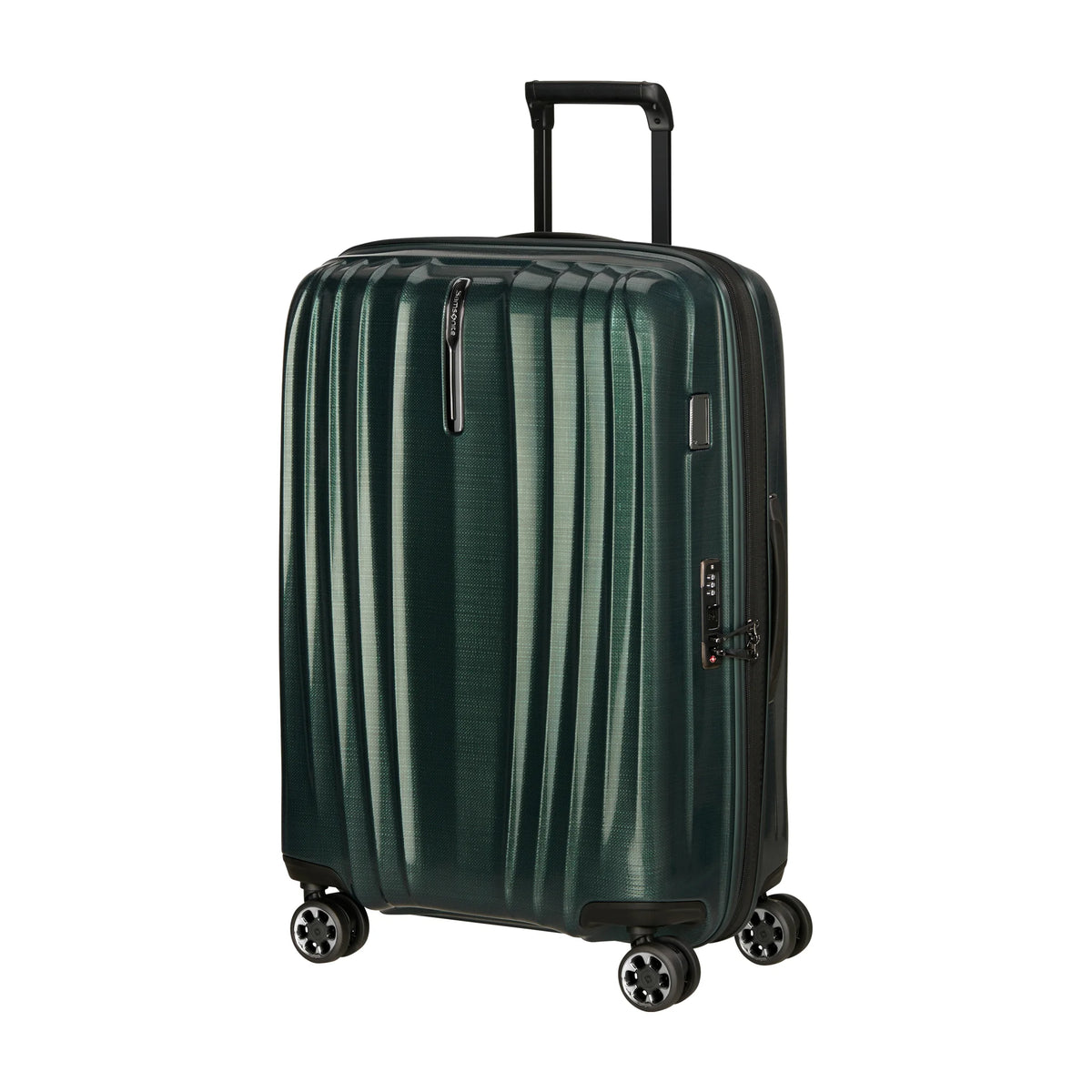 Vista di tre quarti di Samsonite Nexis Trolley (4 Ruote) - Deep Forest