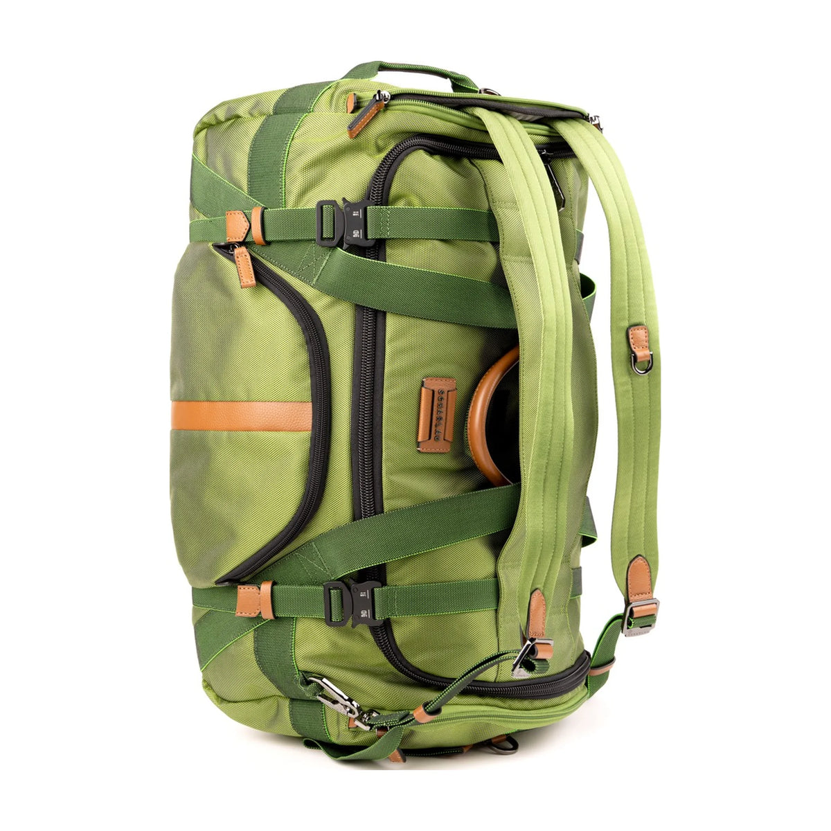 Vista di tre quarti di PEACEMAKER - Scharlau First Class Zaino da Viaggio e Underseat - Verde