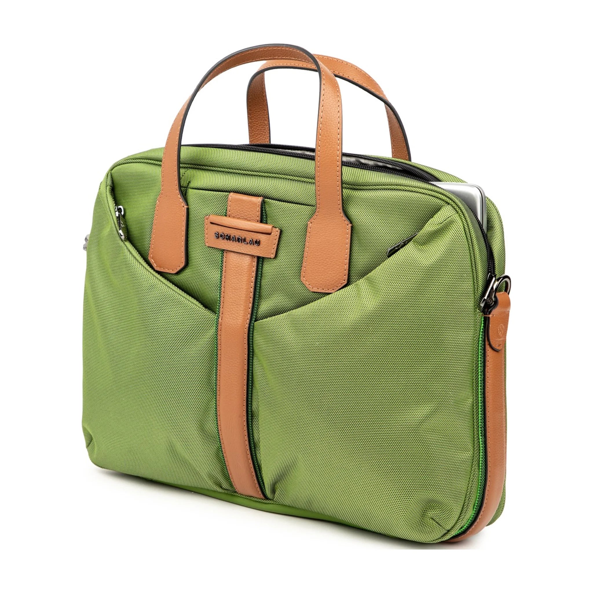 Vista di tre quarti di SUPER JUMBO - Scharlau First Class Borsa Lavoro - Verde