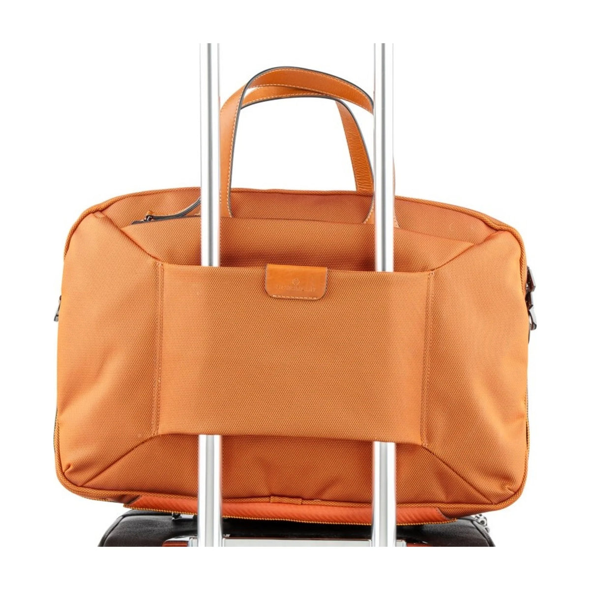 Dettaglio finiture e hardware di SUPER JUMBO - Scharlau First Class Borsa Lavoro - Arancia